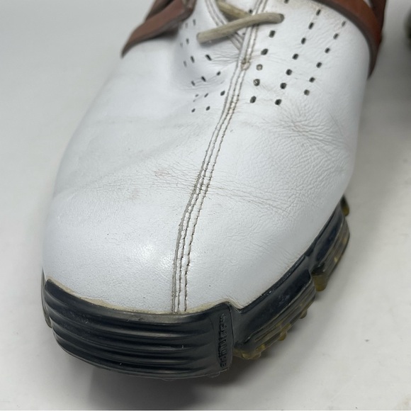 Adidas Tour 360 LTD Golf Shoes Mens 10.5 White Brown Leather Soft Spikes Lace Up - Picture 6 of 16